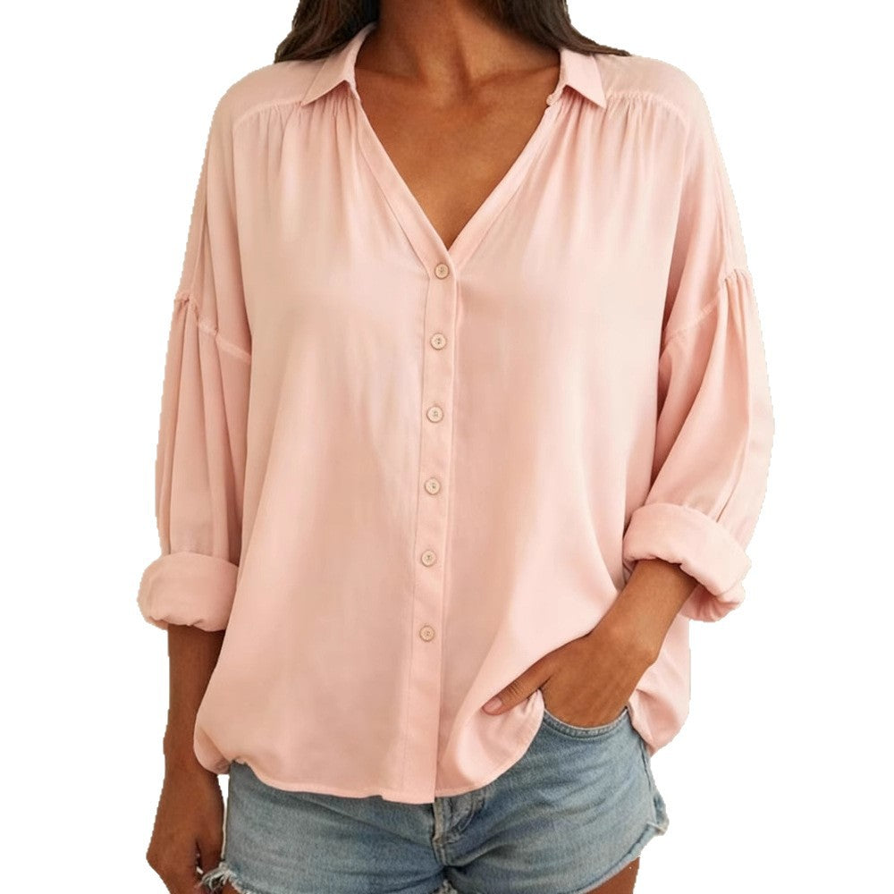 Damen Bluse mit lässigem Schnitt und Knopfdetails R&B