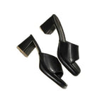 Damen Slides mit elegantem Blockabsatz und modischer Schuhspitze R&B