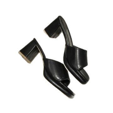 Damen Slides mit elegantem Blockabsatz und modischer Schuhspitze R&B