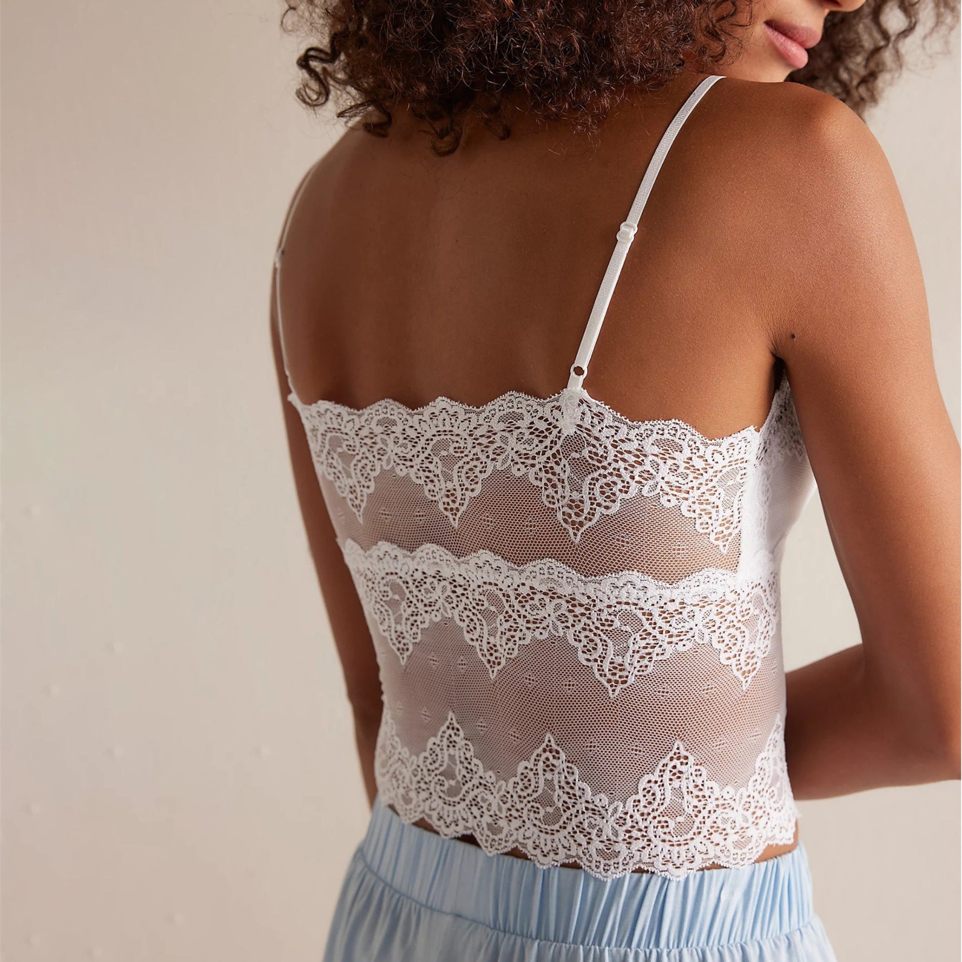 Damen Spitzen-Crop-Top und Shorts Set R&B
