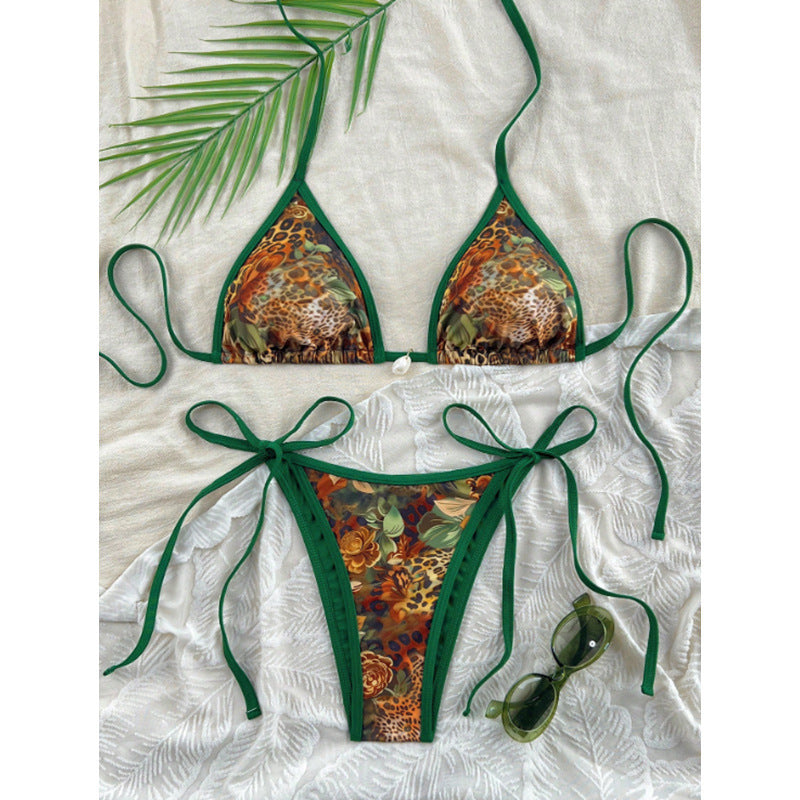 Damen Triangel-Bikini mit trendigem Animal-Print und verstellbaren Trägern R&B