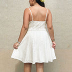 Damen Sommerliches Blütenmuster-Kleid mit Taillenband und Spitzenelementen R&B