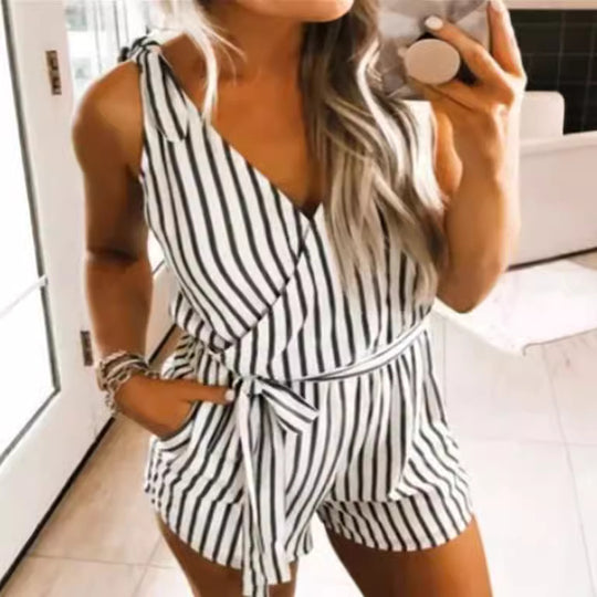 Damen Bequemer Wickel-Jumpsuit mit schmalem Schnitt und seitlichen Taschen R&B