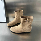 Damen elegante Stiefeletten aus weichem Wildleder mit modischem Schnallenverschluss R&B