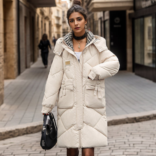 Damen gefütterter langärmliger Winterparka mit verstellbarem Kapuzenkragen und praktischen Taschen R&B