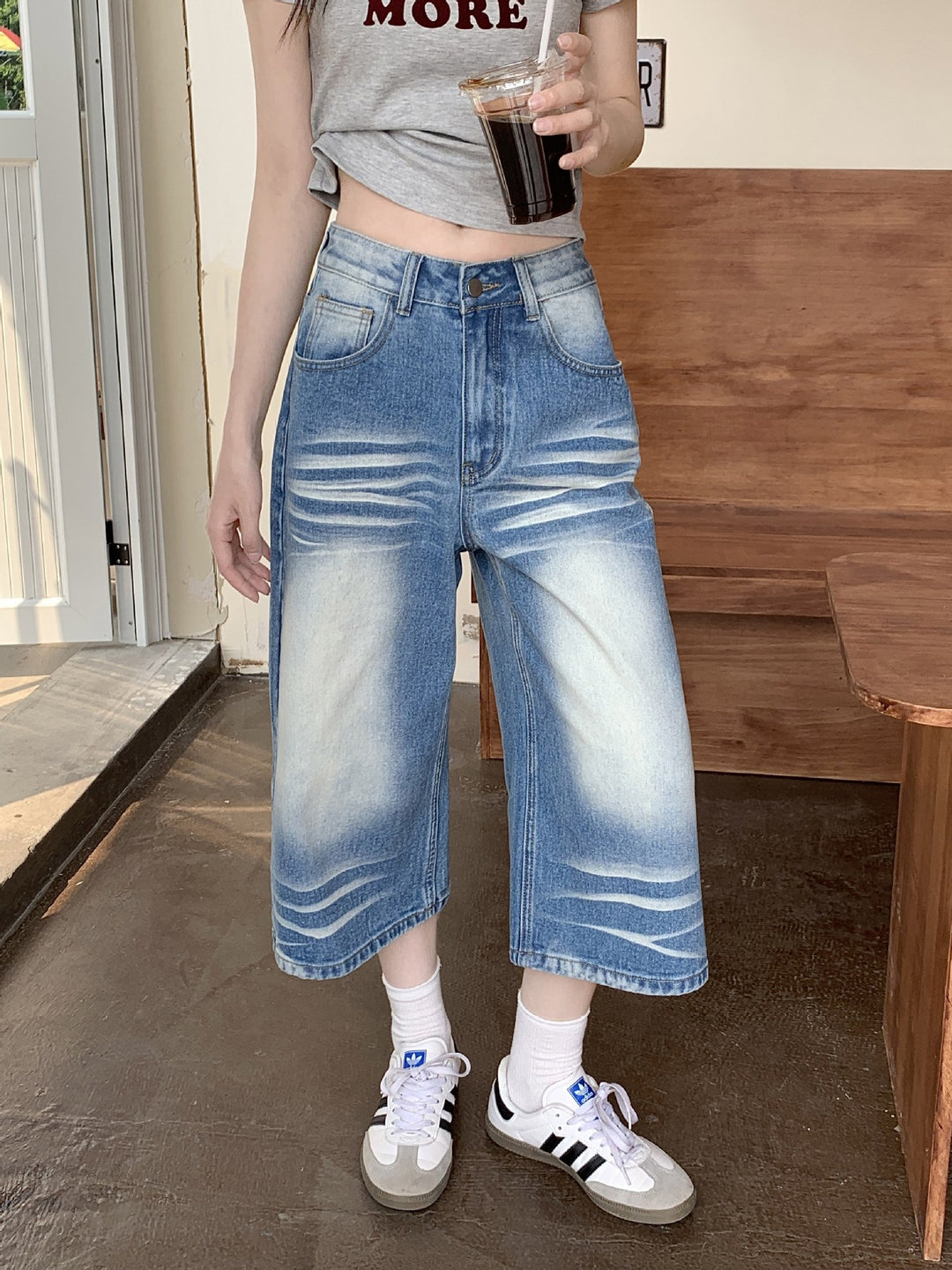 Damen weit geschnittene Jeanshose R&B