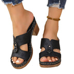 Damen Plattform-Pantoletten mit modischem Riemen und eleganter Rille R&B