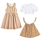 Damen nan traditionelles Trachtenkleid-Set mit geschnürtem Mieder, bestickter Puffbluse und abnehmbarer Schürze R&B