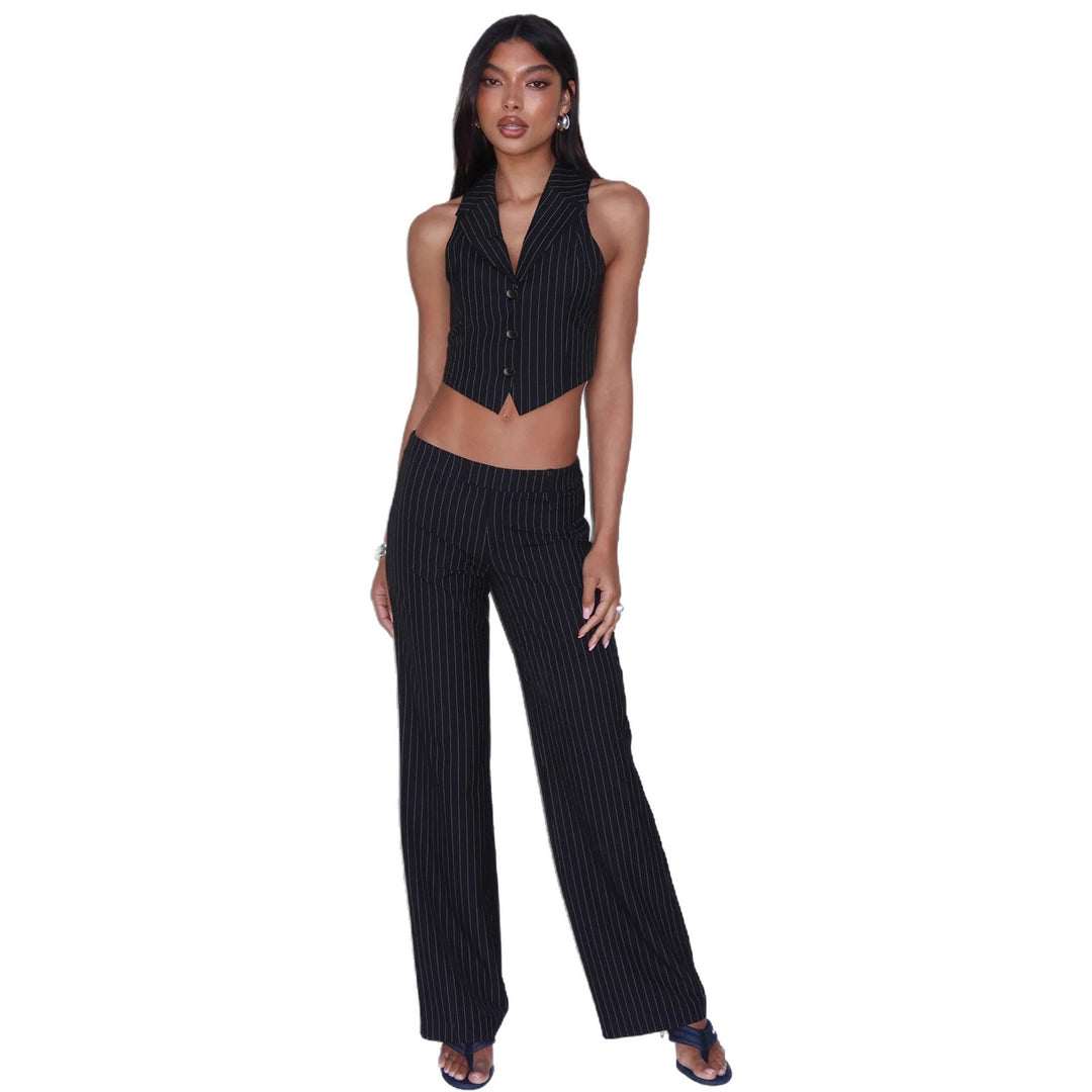 Damen Bustier-Oberteil mit feinen Streifen und eleganten Knopfdetails R&B