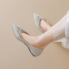 Damen Ballerinas mit funkelnden Strass-Applikationen