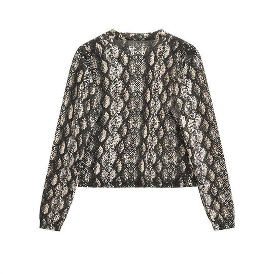 Damen Strickjacke mit Schlangenmuster R&B