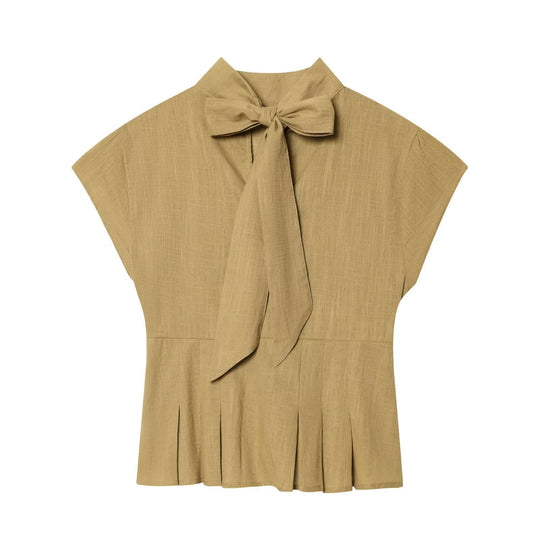 Damen modische Bluse mit asymmetrischem Schnitt und dekorativen Falten R&B