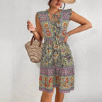Damen Sommerliches Midikleid mit verspieltem Blumenmuster und lässigem Schnitt R&B