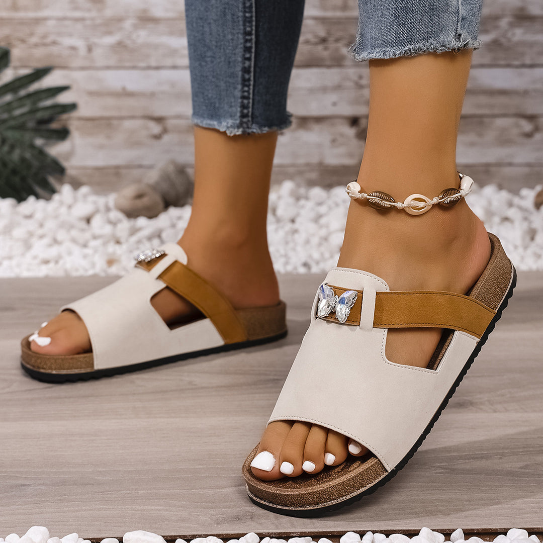 Damen Komfortable Badesandalen mit eleganten Schmuckdetails R&B