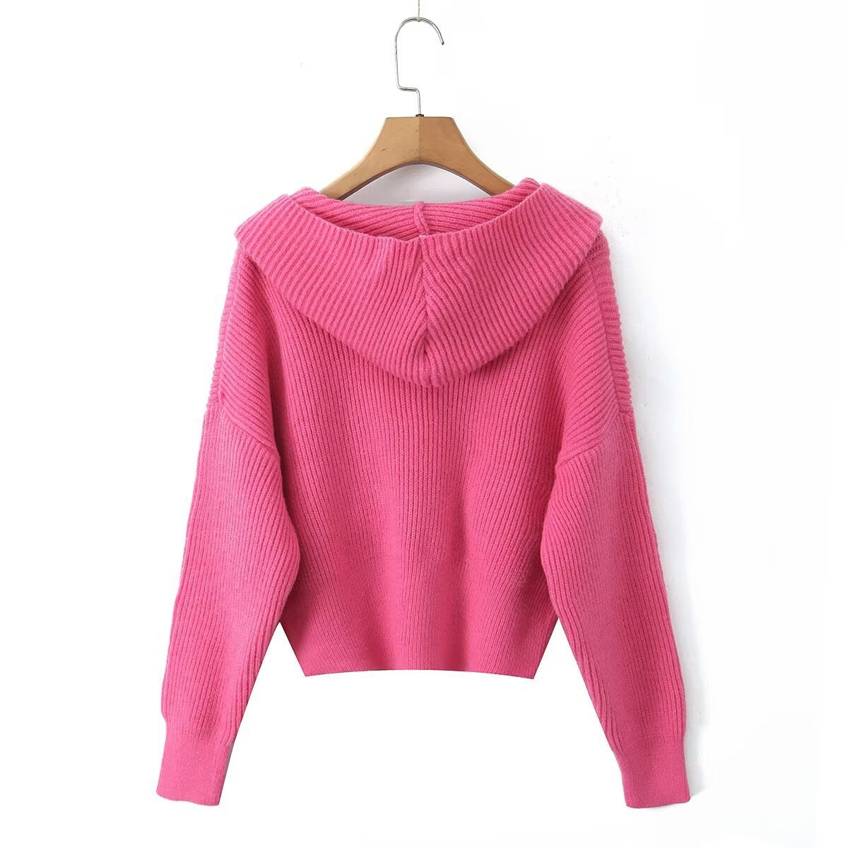 Damen lässige Strickjacke mit Kapuze und praktischen Taschen R&B