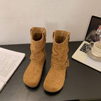 Damen Stiefeletten mit modischem Raffungselement und praktischen Schnallen