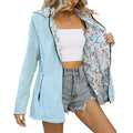 Damen leichte Übergangsjacke mit floralem Innenfutter
