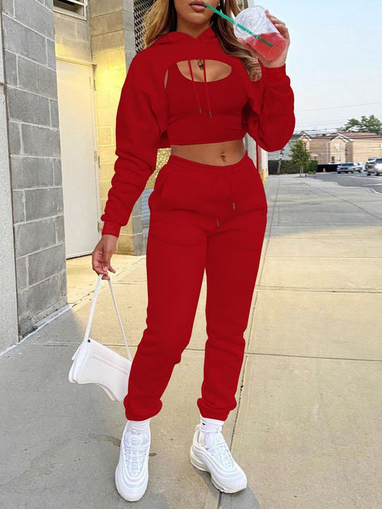 Damen Sportliches Zweiteiliges Set mit kreativem Cut-Out R&B