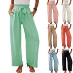 Damen weite Palazzo-Hose mit elastischem Bund und Bindegürtel R&B