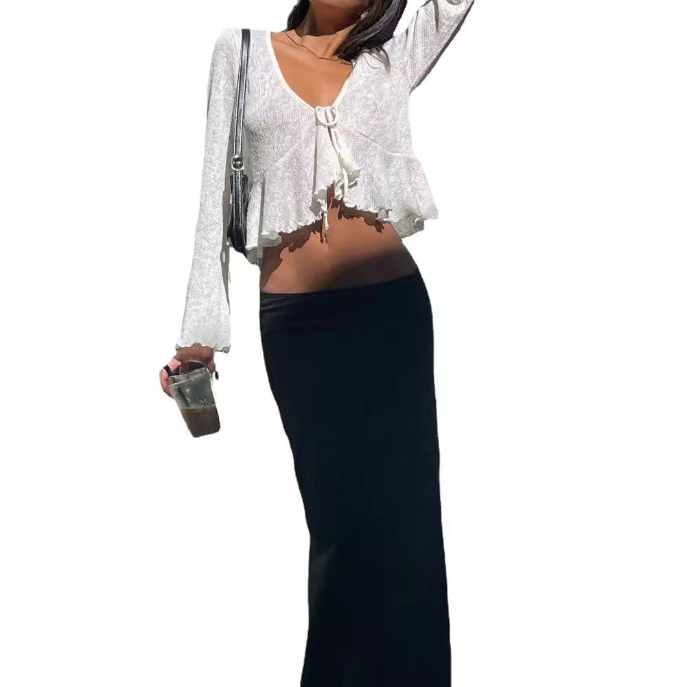 Damen Luftiges Crop-Top mit femininer Schnürung und lässigem Design R&B