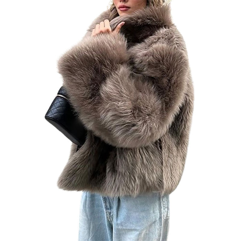 Damen Kuschelige Kunstfelljacke mit voluminösem Kragen R&B