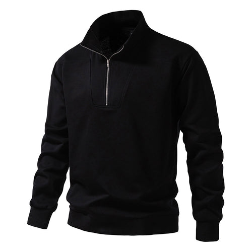 Herren modischer Sweatpullover mit stylischem Stehkragen und praktischem 1/4 Reißverschluss R&B