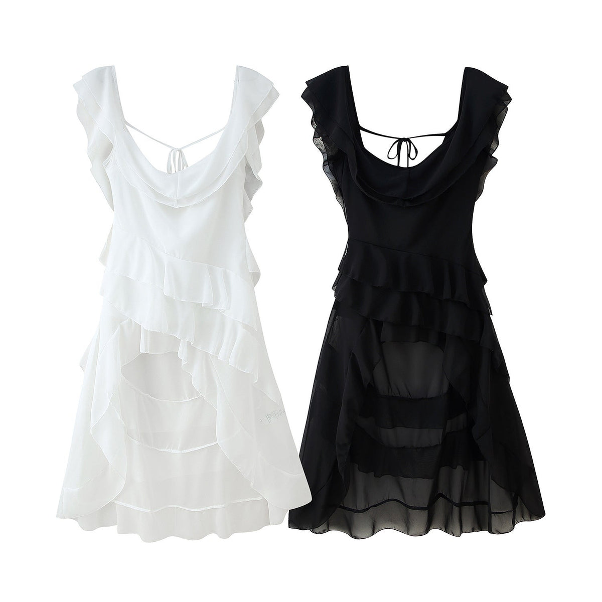 Damen Voluminöses Rüschensommerkleid R&B