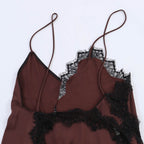 Damen Spitzen-Hängerchenkleid mit asymmetrischem Saum und zarten Trägern R&B