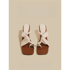 Damen trendige Schluppen-Sandalen mit blockiertem Absatz R&B