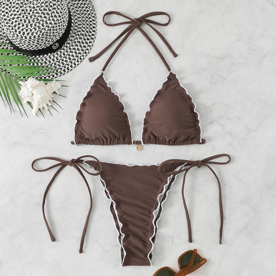 Damen Triangel-Bikini-Set mit verspieltem Rüschendetail R&B