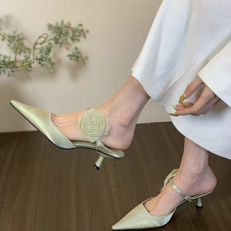 Damen elegante Slingback-Pumps mit floralem Dekor R&B