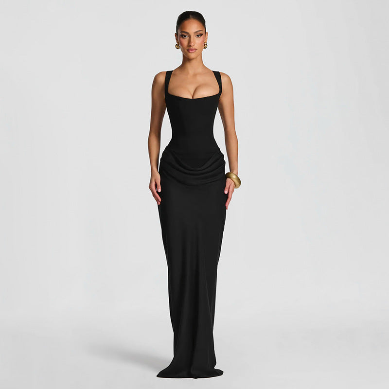 Damen Elegantes Maxikleid mit drapiertem Oberteil und schmalem Schnitt R&B