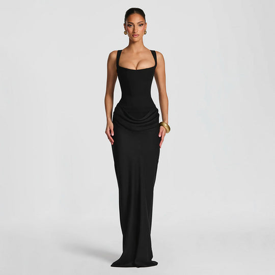 Damen Elegantes Maxikleid mit drapiertem Oberteil und schmalem Schnitt R&B