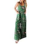 Damen Lässiger Denim-Hosenanzug mit floralem Print und weiten Beinen R&B