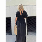 Damen Maxikleid mit tiefem V-Ausschnitt und praktischen Seitentaschen R&B