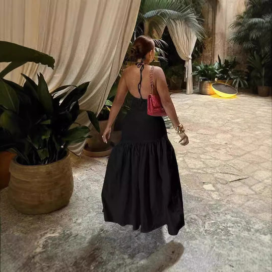 Damen Elegantes Strandkleid mit seitlichem Schlitz und tiefem V-Ausschnitt R&B