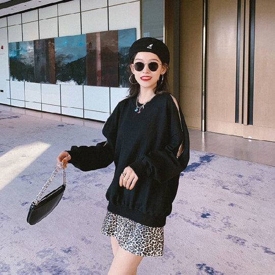 Damen lässiger Oversized Pullover mit offenen Schultern und modernem Design