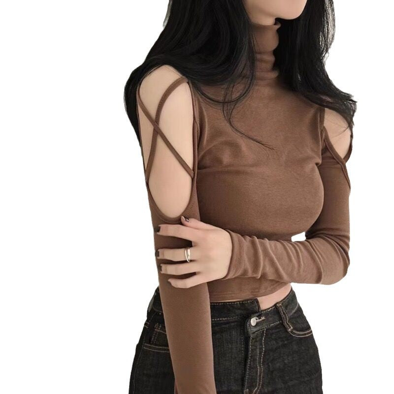 Damen Langarmshirt mit eleganten Cut-Outs und modernen Rippdetails