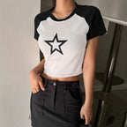 Damen Crop-T-Shirt mit stylischem Sternmotiv und bequemer Passform R&B