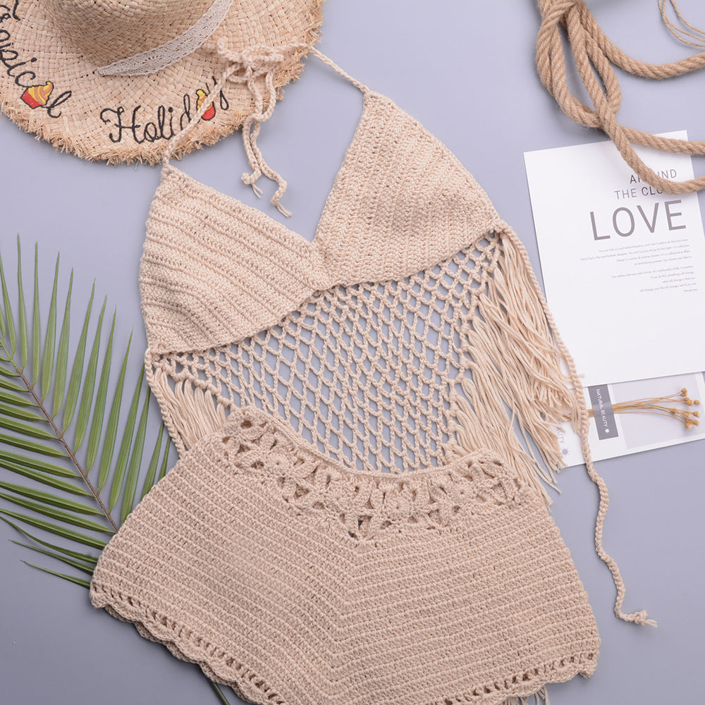 Damen gehäkelter Bikini mit fransigen Details R&B