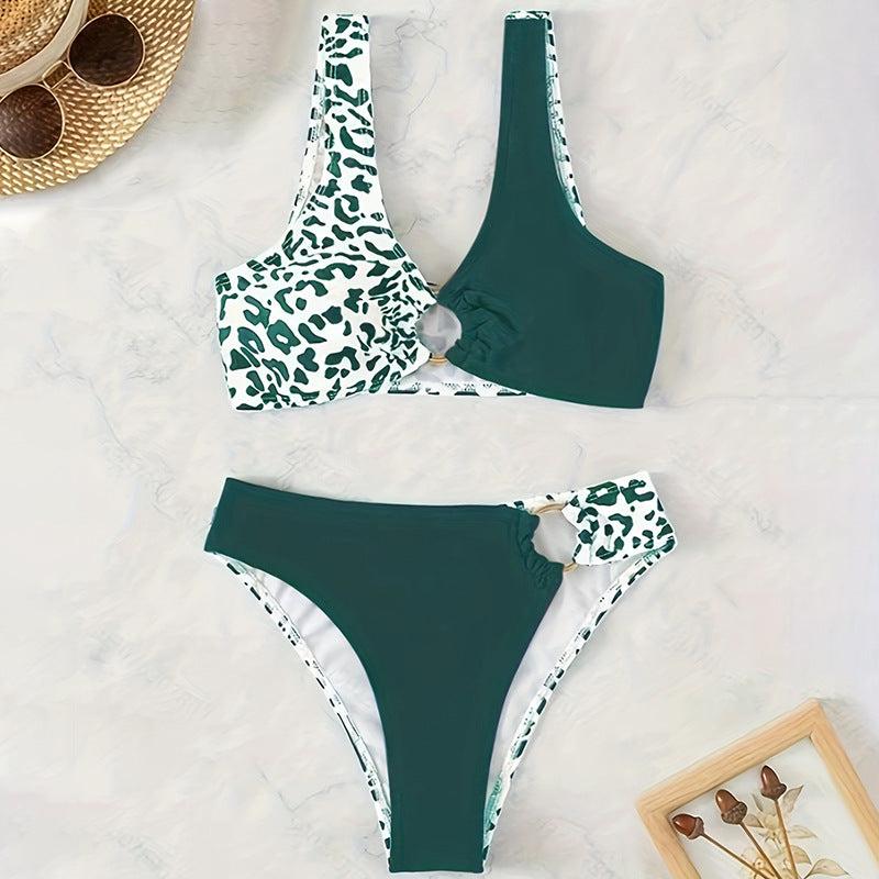 Damen Triangel-Bikini mit modischem Ringdetail und asymmetrischem Schnitt R&B