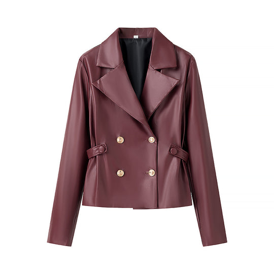Damen modisches Kunstleder Blazer- und Rock-Set R&B