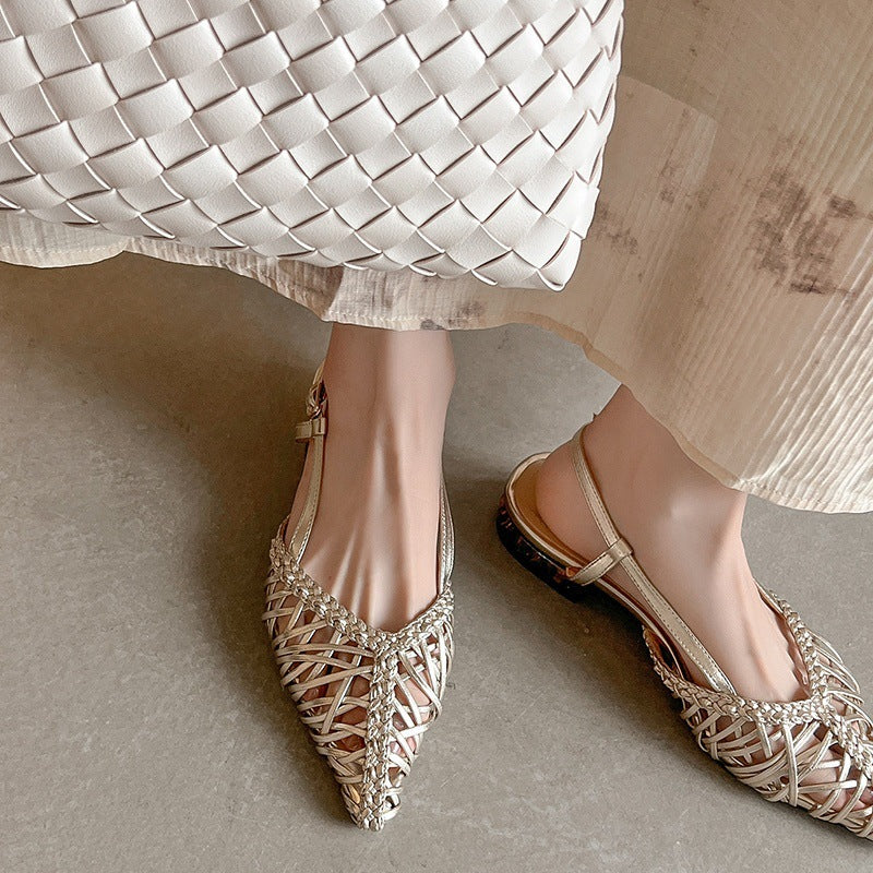 Damen Slingback Sandalen mit geflochtenem Design und komfortablem Blockabsatz R&B