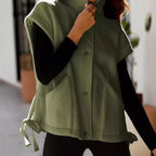 Damen Oversized Fleecewestenjacke mit seitlichen Eingrifftaschen und Druckknopfverschluss R&B