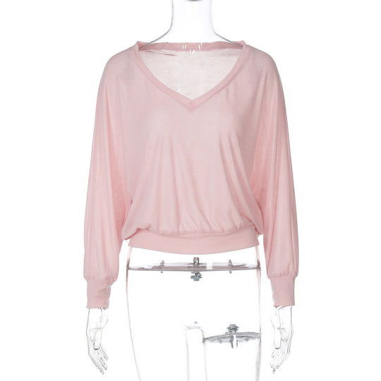 Damen Oversize T-Shirt mit tiefem V-Ausschnitt R&B