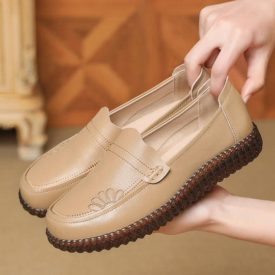 Damen Mokassins aus hochwertigem Leder mit rutschfester Sohle und elastischen Einsätzen R&B
