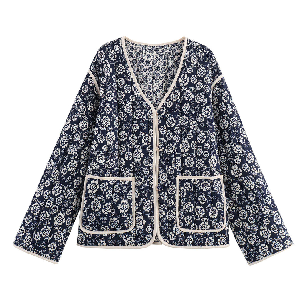 Damen gesteppte Jacke im floralem Design mit praktischen Taschen R&B