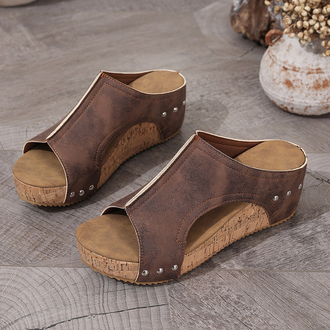 Damen Wedge-Pantolette mit anatomischem Fußbett und modischem Riemchendesign R&B