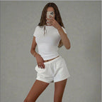 Damen Figurbetontes Kurzarm-T-Shirt mit hochqualitativem Stretch-Material R&B