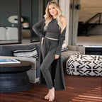 Damen Cozy Lounge-Set mit längerem Cardigan und elastischem Bund R&B